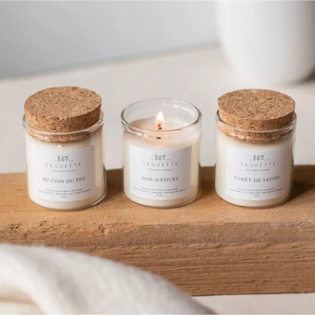 Coffret 3 Bougies parfumées artisanales Nuit de Noël | Saugette