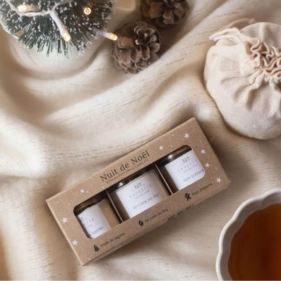 Coffret 3 Bougies parfumées artisanales Nuit de Noël | Saugette