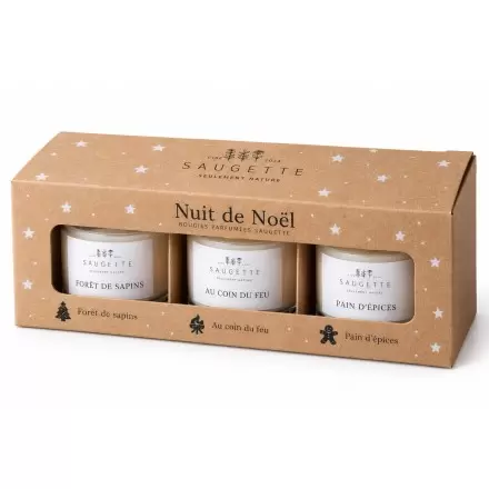 Coffret 3 Bougies parfumées artisanales Nuit de Noël | Saugette