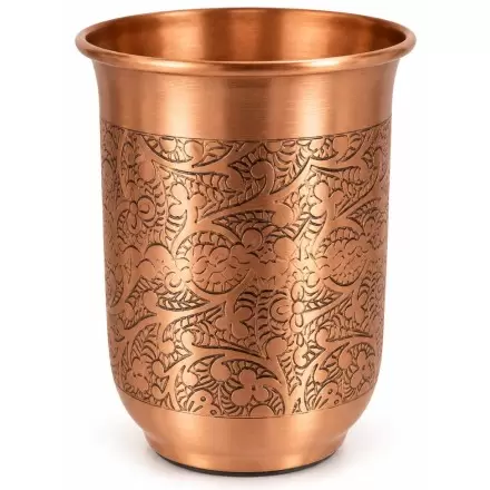 Verre en cuivre pur motif floral 370ml – Gobelet ayurvédique