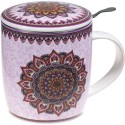 Mug à infusion en porcelaine avec filtre en inox - Mandala violet