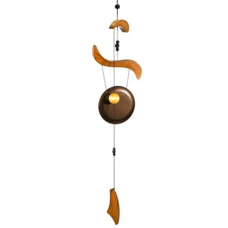 Carillon à vent Gong feng shui en bois - 80 cm