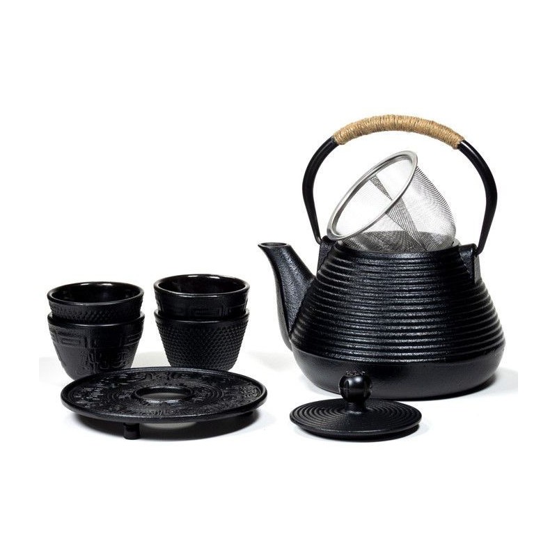 Service à thé: Théière Tetsubin 1L + 4 tasses