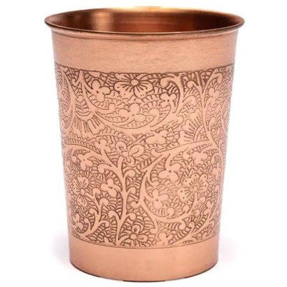 Gobelet en cuivre motif floral gravé - 250ml