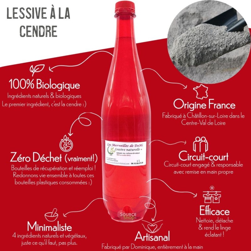 Lessive 100% naturelle à base de Cendre – à l'huile essentielle de  Lavandin- 1L - La Belle de Bourgogne