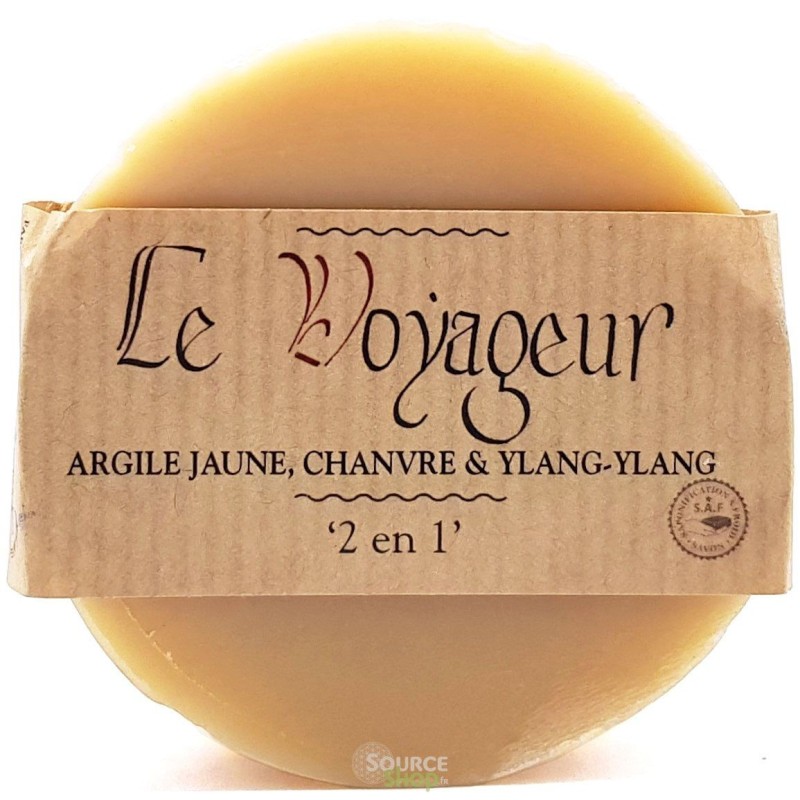 Savon / Shampooing argile jaune, chanvre & ylang-ylang "Le Voyageur" - Savonnerie du Pilat