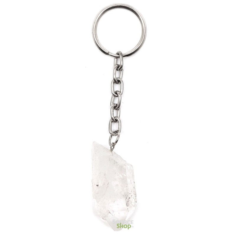 Porte-clés en cristal de roche brute