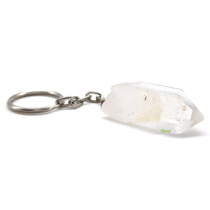 Porte-clés en cristal de roche brute