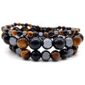 Bracelet protection : Obsidienne Noire, Hématite, Oeil de Tigre