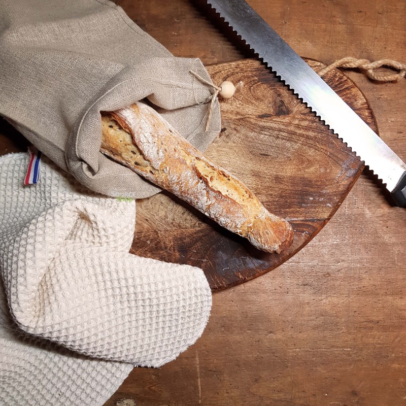 Sac à baguette en lin BIO réutilisable - français & artisanal