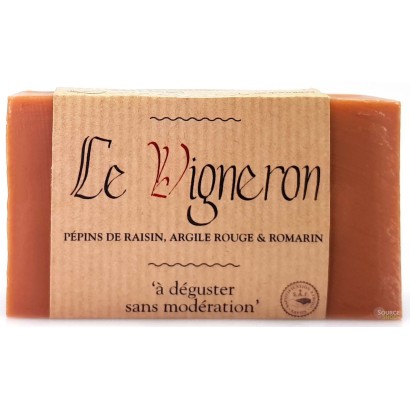 Savon BIO pépins de raisin, argile rouge & romarin "Le Vigneron" - Savonnerie du Pilat