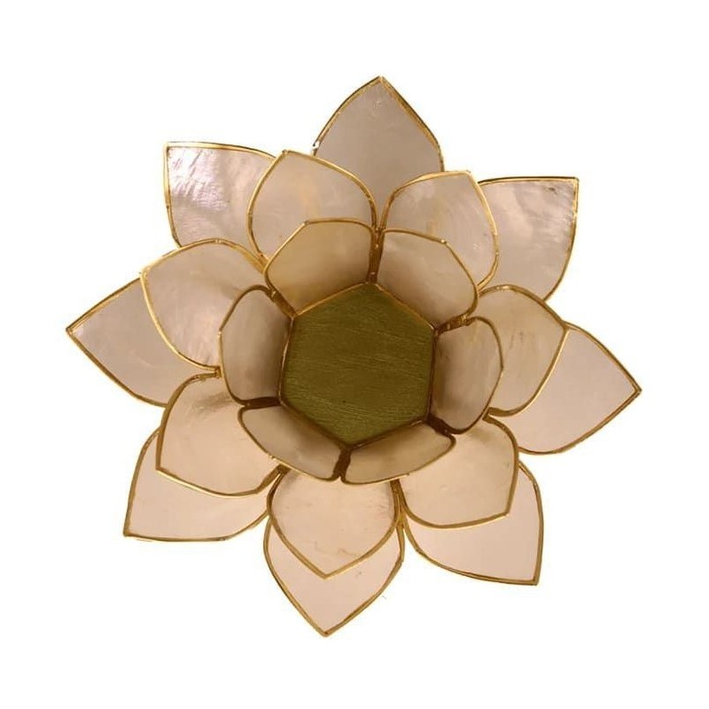 Bougeoir en coquillage Lotus blanc or