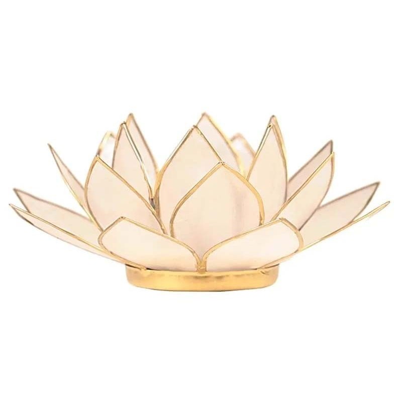 Bougeoir en coquillage Lotus blanc or