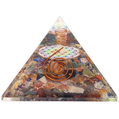 Pyramide orgonite Fleur de Vie & Chakras