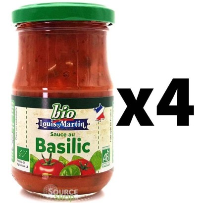 Lot de 4 sauces tomate au basilic BIO - 190g - Louis Martin