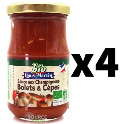 Lot de 4 sauces tomate aux Champignons BIO - 190g - Louis Martin