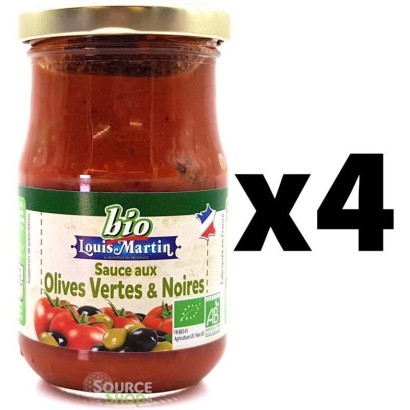 Lot de 4 sauces tomate aux olives BIO - 190g - Louis Martin