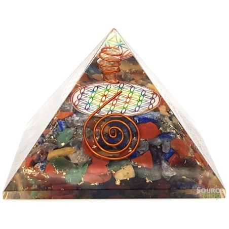 Pyramide orgonite Fleur de Vie & Chakras