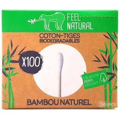 Boîte de 100 Coton-tiges en bambou biodégradables - Feel Natural