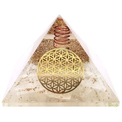 Pyramide orgonite Sélénite Fleur de Vie