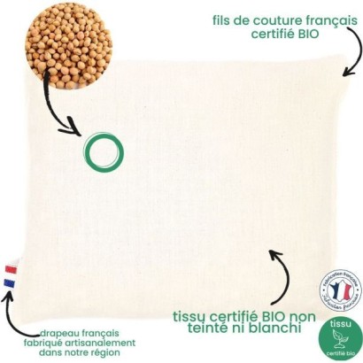 Coussin bouillotte sèche de noyaux de cerises - Artisanal & Français - BIO
