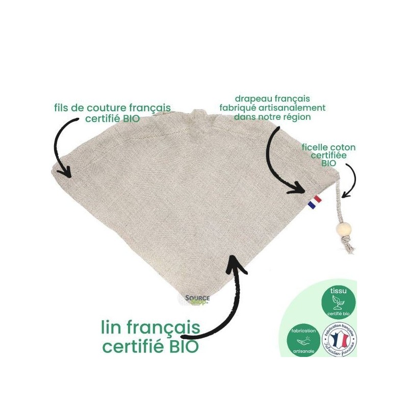 Etamine BIO réutilisable & lavable en lin - Artisanal & Français