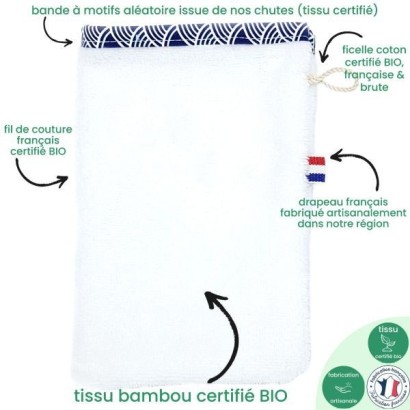 Gant de toilette bambou BIO GOTS - Artisanal & Français
