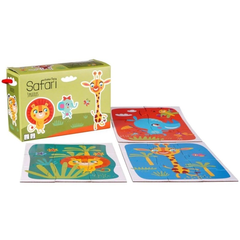 Coffret 3 Puzzle Safari - 3 ans et +