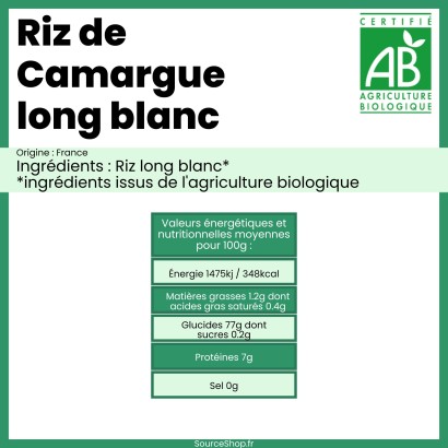 Riz de Camargue BIO long blanc en vrac