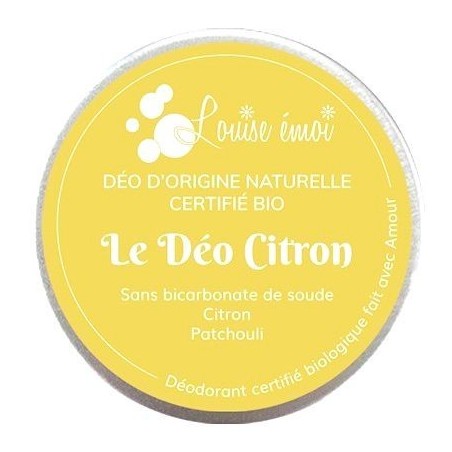 Déodorant solide BIO sans bicarbonate - Le Déo Citron - Louise émoi