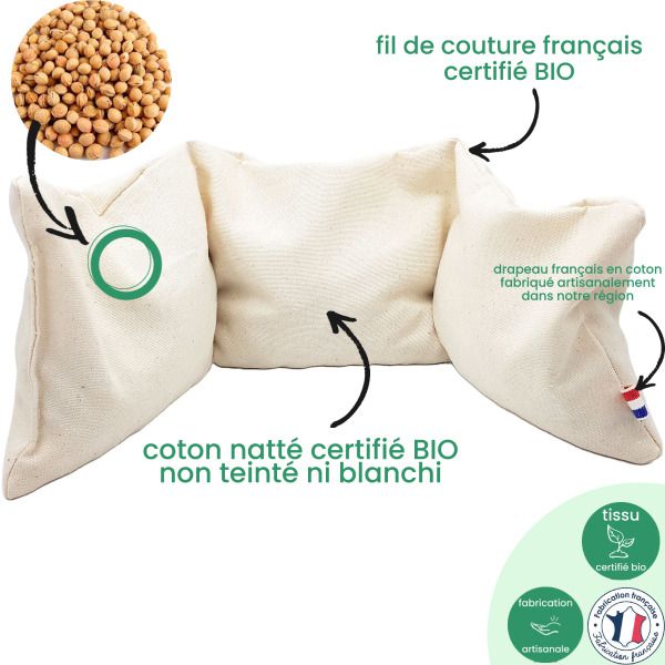 Coussin bouillotte noyaux de cerises BIO - Artisanal & Français