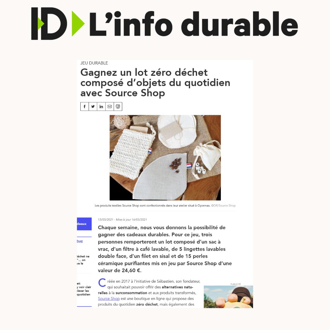 L'Info Durable parle de Source Shop